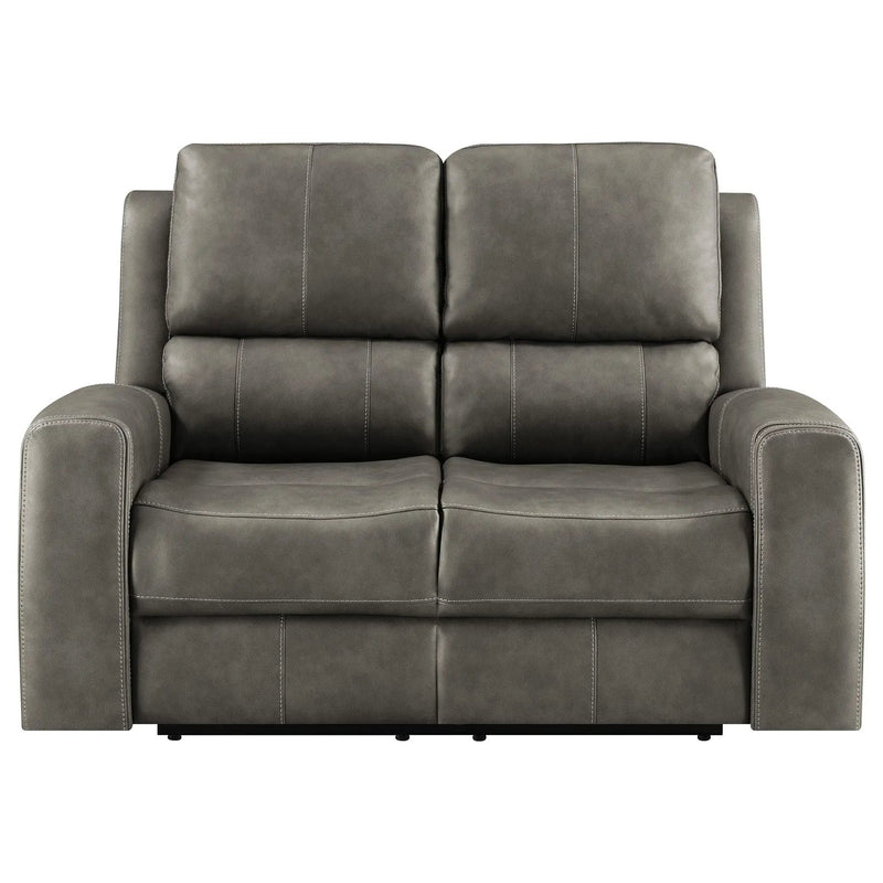 Brickston Triple Power Reclining Loveseat Charcoal by Unique Piece Furniture