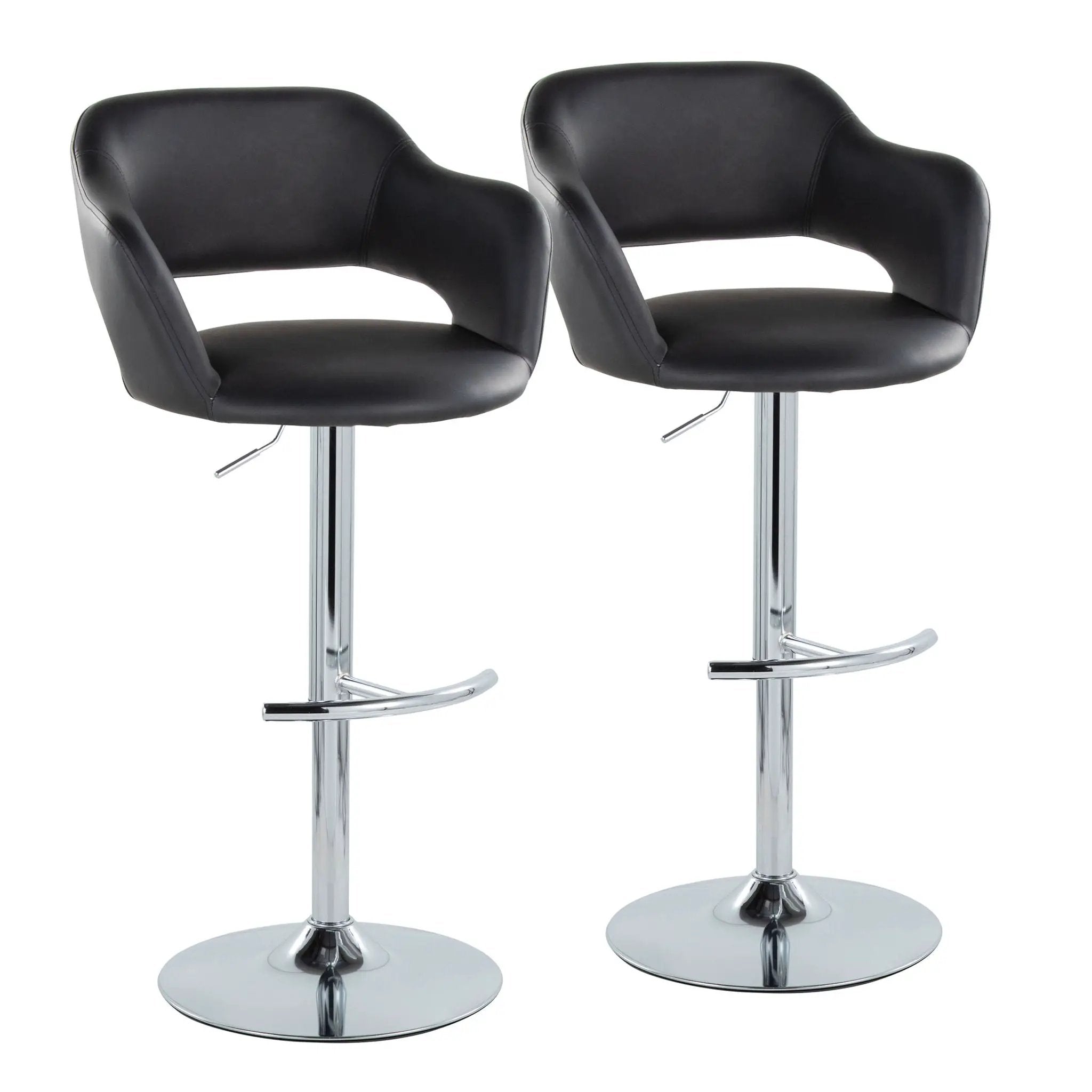 Margarite - Contemporary Ajustable Barstool With Swivel With Rounded T Footrest (Set of 2) by HouseOfZazla