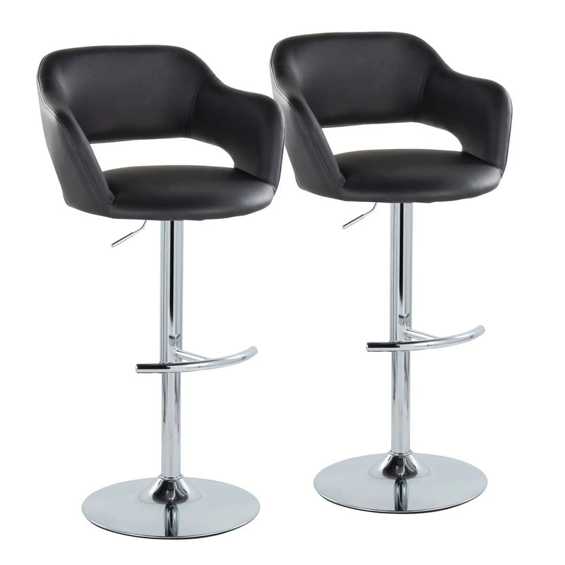 Margarite - Contemporary Ajustable Barstool With Swivel With Rounded T Footrest (Set of 2) by HouseOfZazla