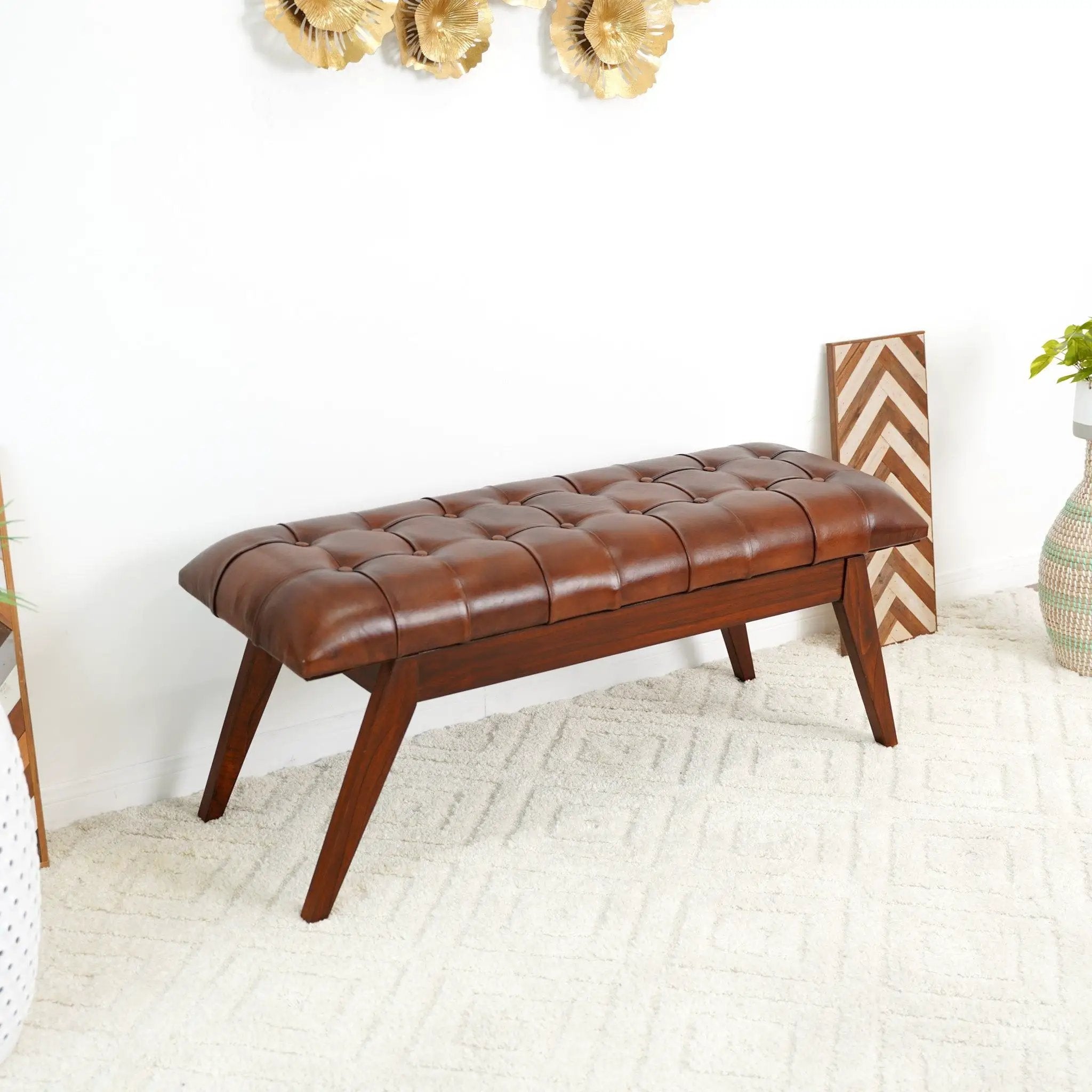 Maja - Bench - Cognac / Dark Brown by Unique Piece Furniture