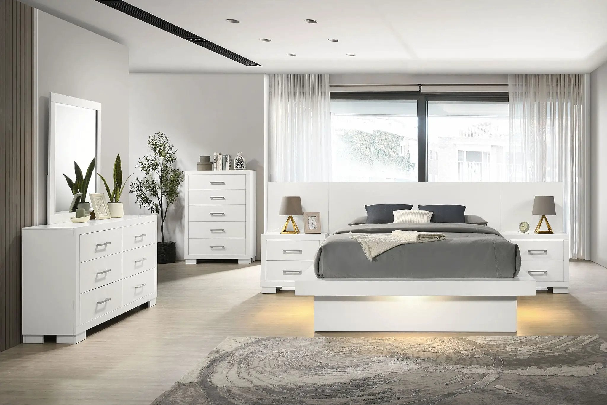 Jessica 6-piece Queen LED Bedroom Set Snow White by Unique Piece Furniture