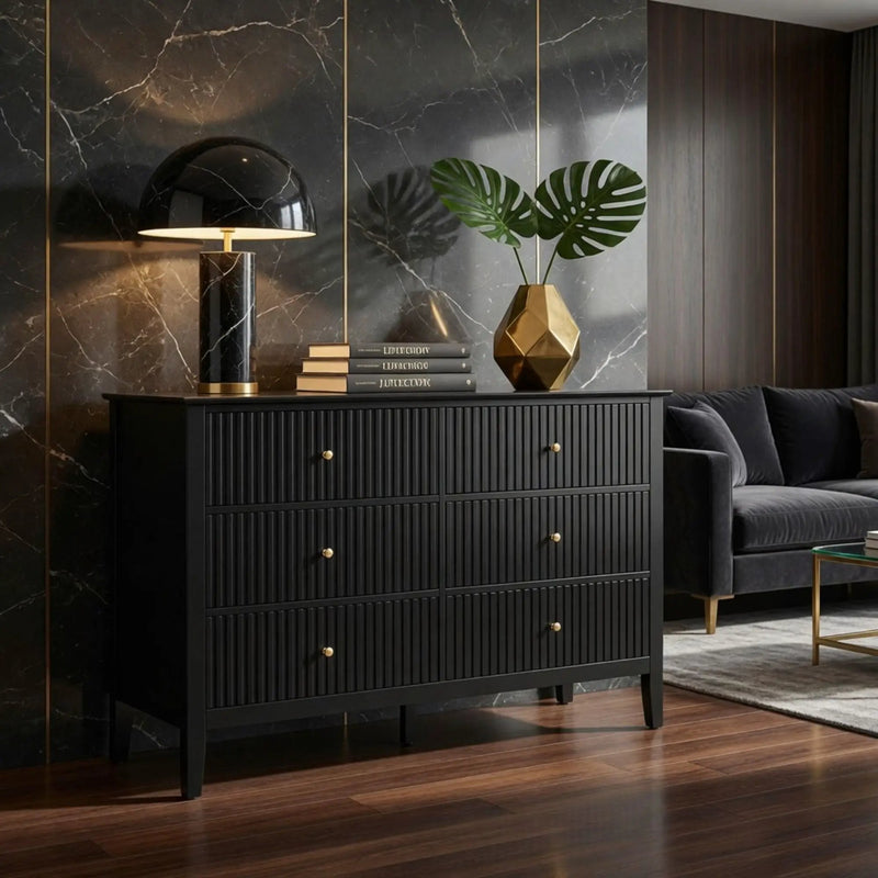 Modern 6 Drawer Fluted Dresser by HouseOfZazla