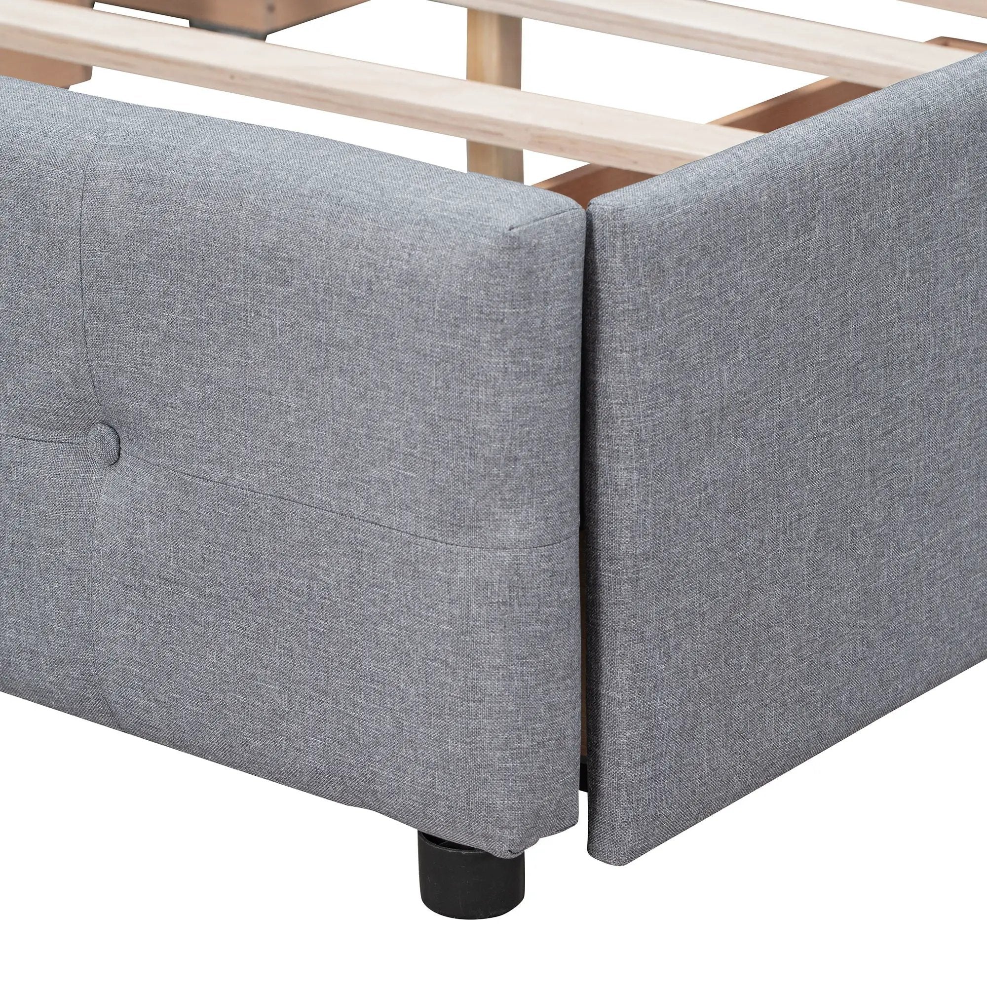 Upholstered Platform Bed With Classic Headboard And Drawers, No Box Spring Needed by HouseOfZazla