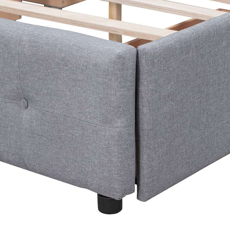 Upholstered Platform Bed With Classic Headboard And Drawers, No Box Spring Needed by HouseOfZazla