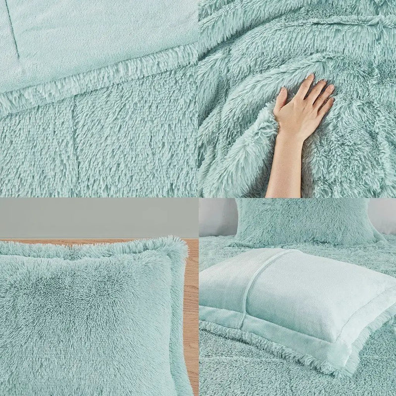 Full/Queen Shaggy Long Fur Comforter Mini Set by HouseOfZazla