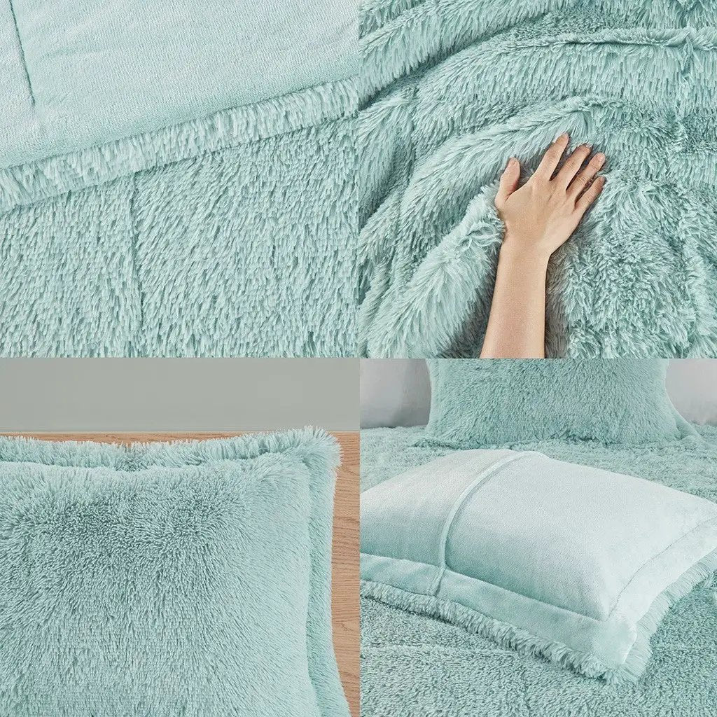 King/Cal King Shaggy Long Fur Comforter Mini Set by HouseOfZazla