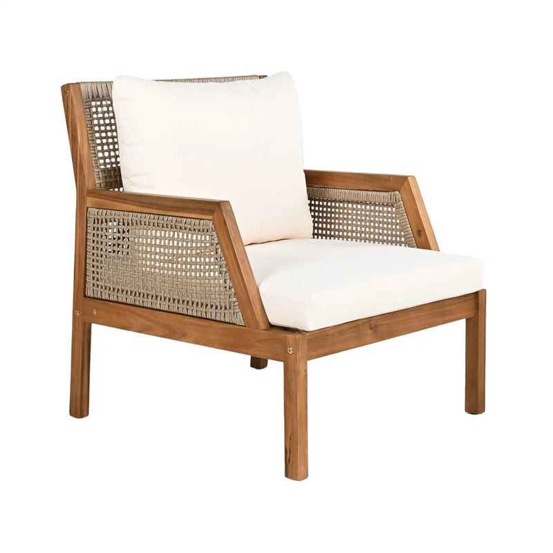 Acacia Wood Patio Furniture Club Chair, Outdoor Wicker Armchair by HouseOfZazla