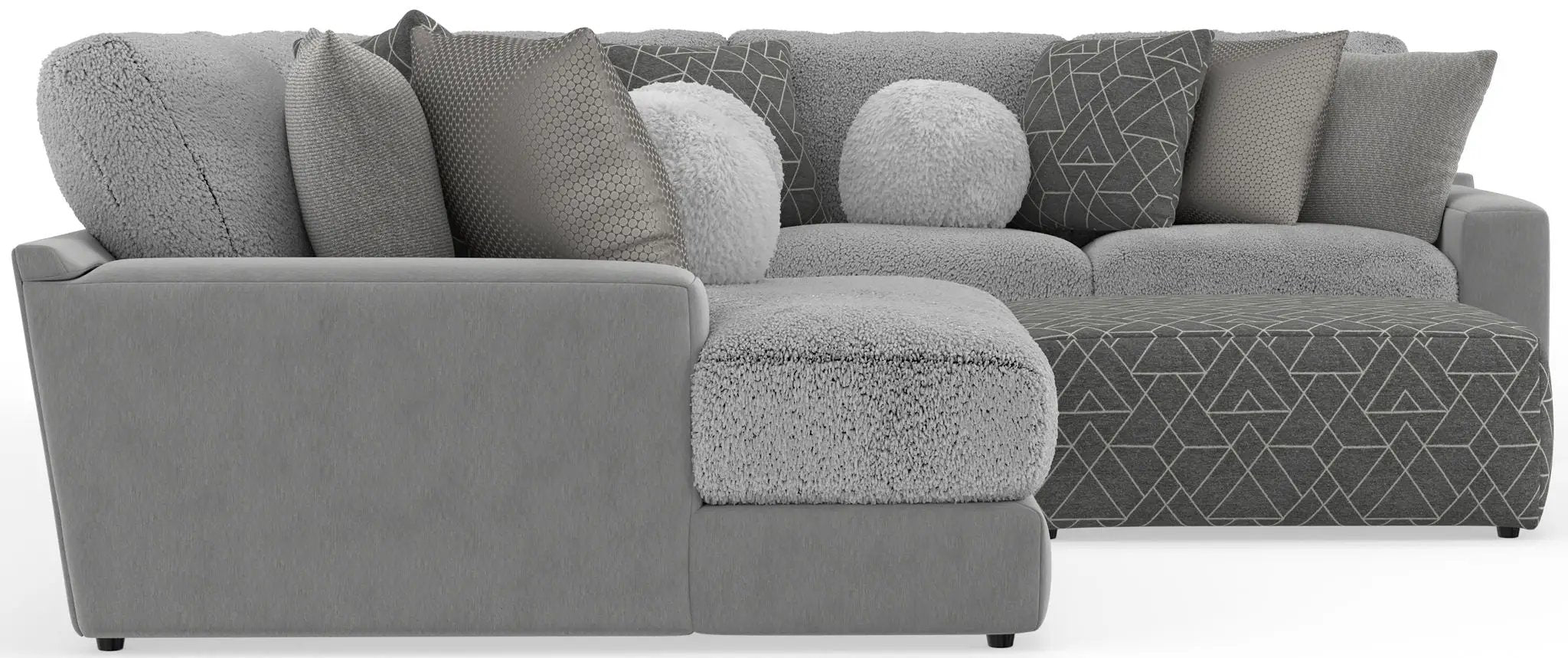 Canyon - 4 Piece Sectional With Cuddler Seat Cushions, Included Accent Pillows And Cocktail Ottoman (Left Side Facing Chaise) - Platinum by Unique Piece Furniture