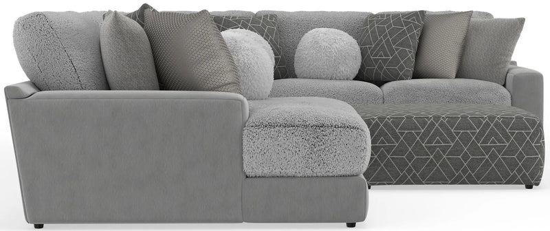 Canyon - 4 Piece Sectional With Cuddler Seat Cushions, Included Accent Pillows And Cocktail Ottoman (Left Side Facing Chaise) - Platinum by Unique Piece Furniture