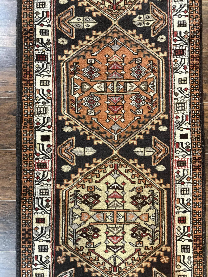Persian Tribal Runner Rug 2.4 x 9.4, Geometric Medallions, Sarab Runner by Jewel Rugs