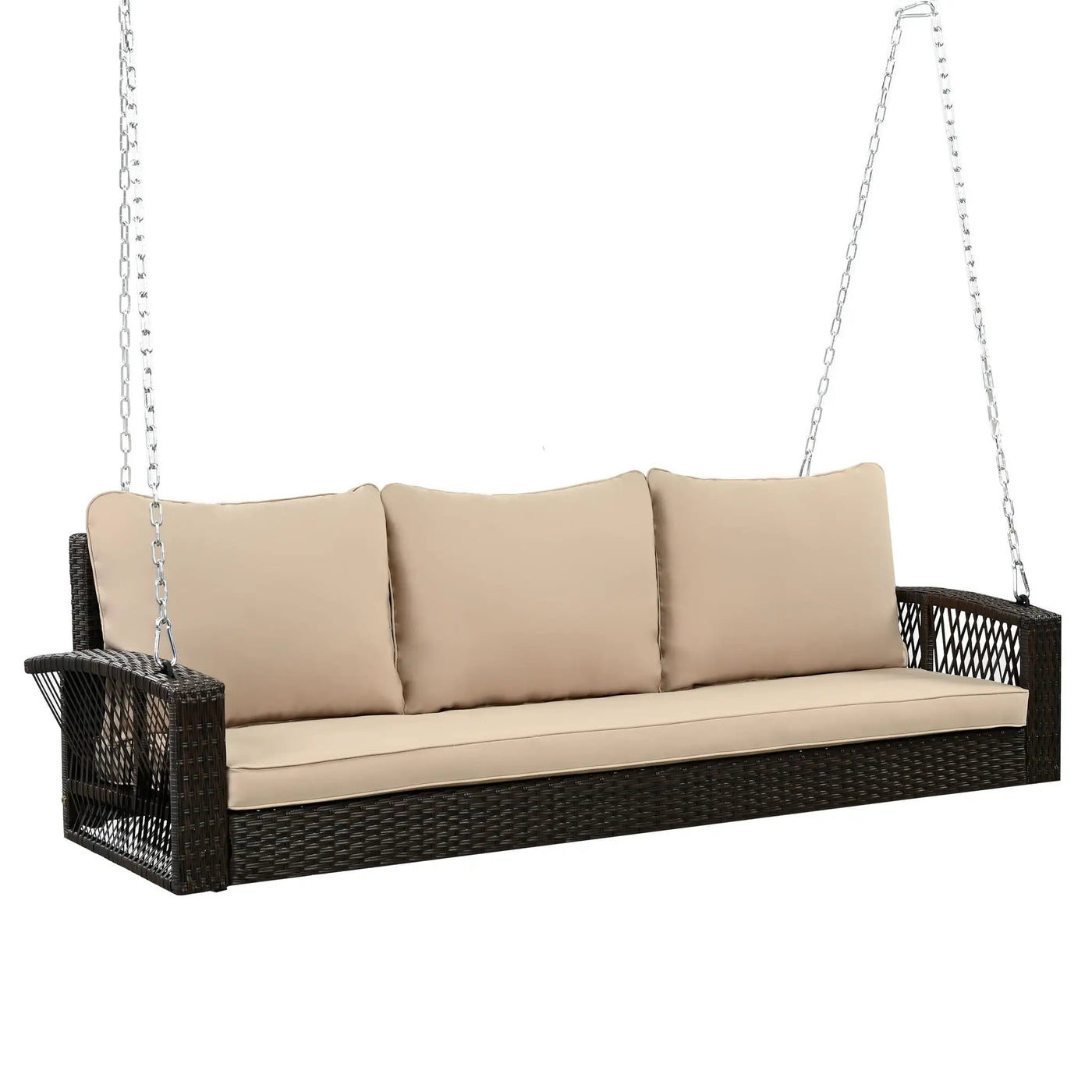 3 Person Large Patio Swing Bench With Cushions For Backyard by HouseOfZazla