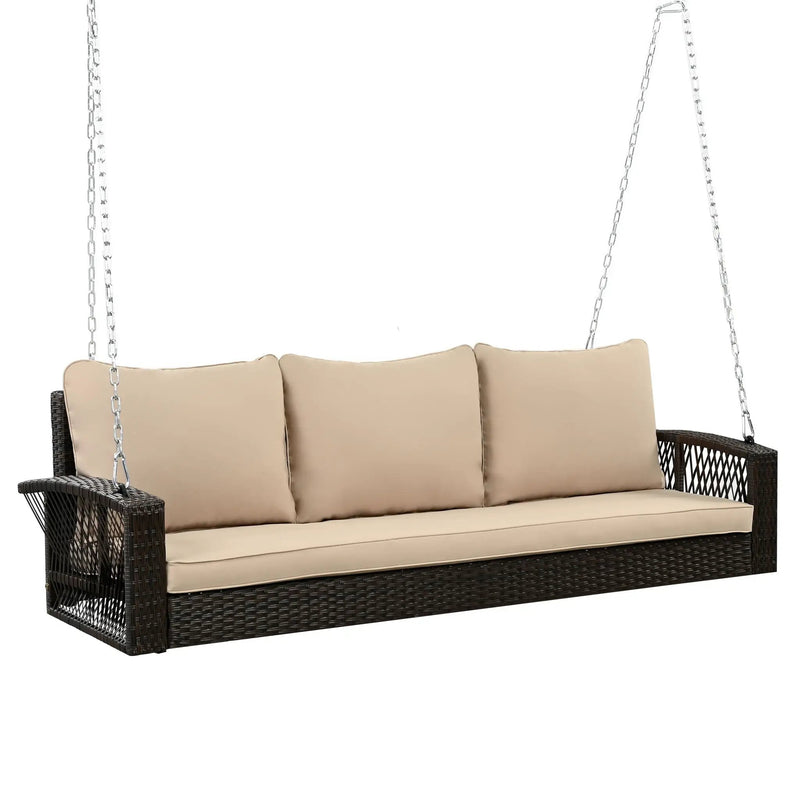 3 Person Large Patio Swing Bench With Cushions For Backyard by HouseOfZazla