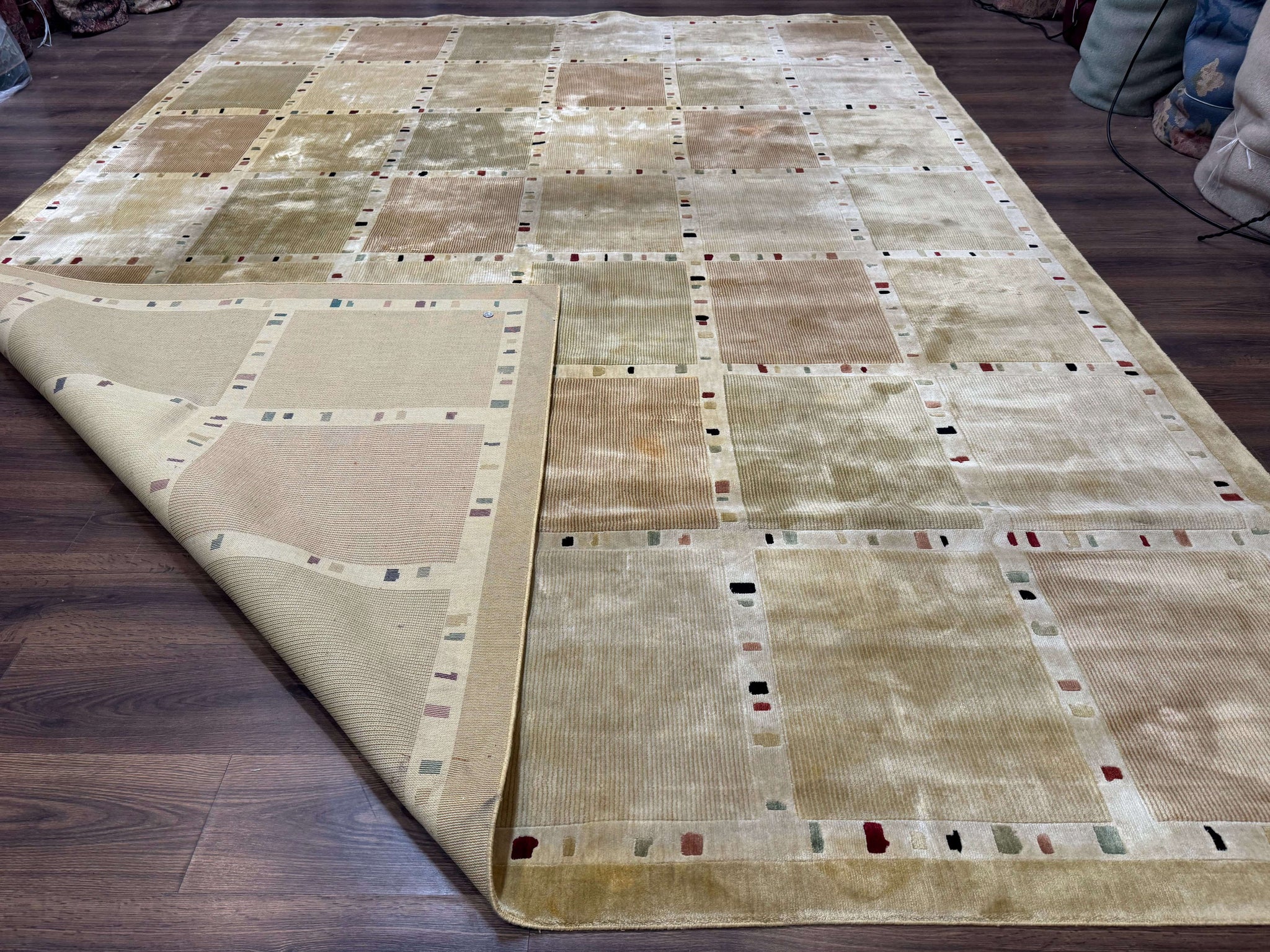 Large Wool Rug 10x13, Panel Design, Modern Contemporary Carpet by Jewel Rugs