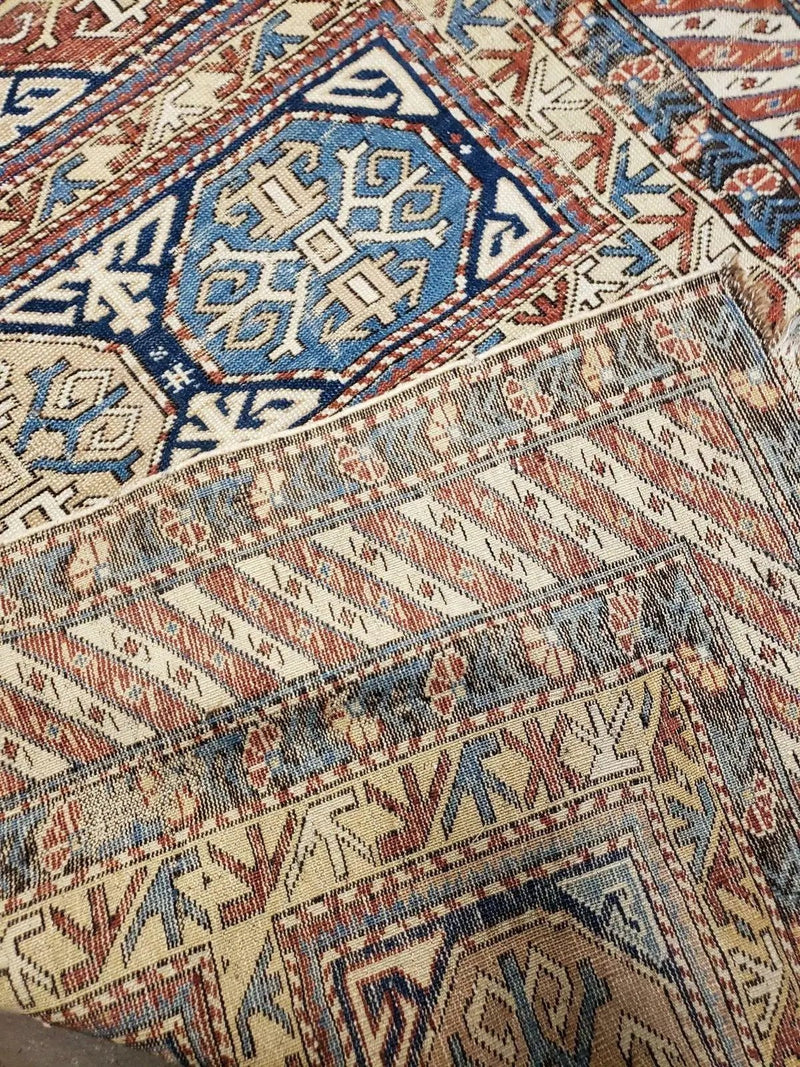 Antique Caucasian Rug 3x5, Shirvan Kazak Tribal Carpet by Jewel Rugs