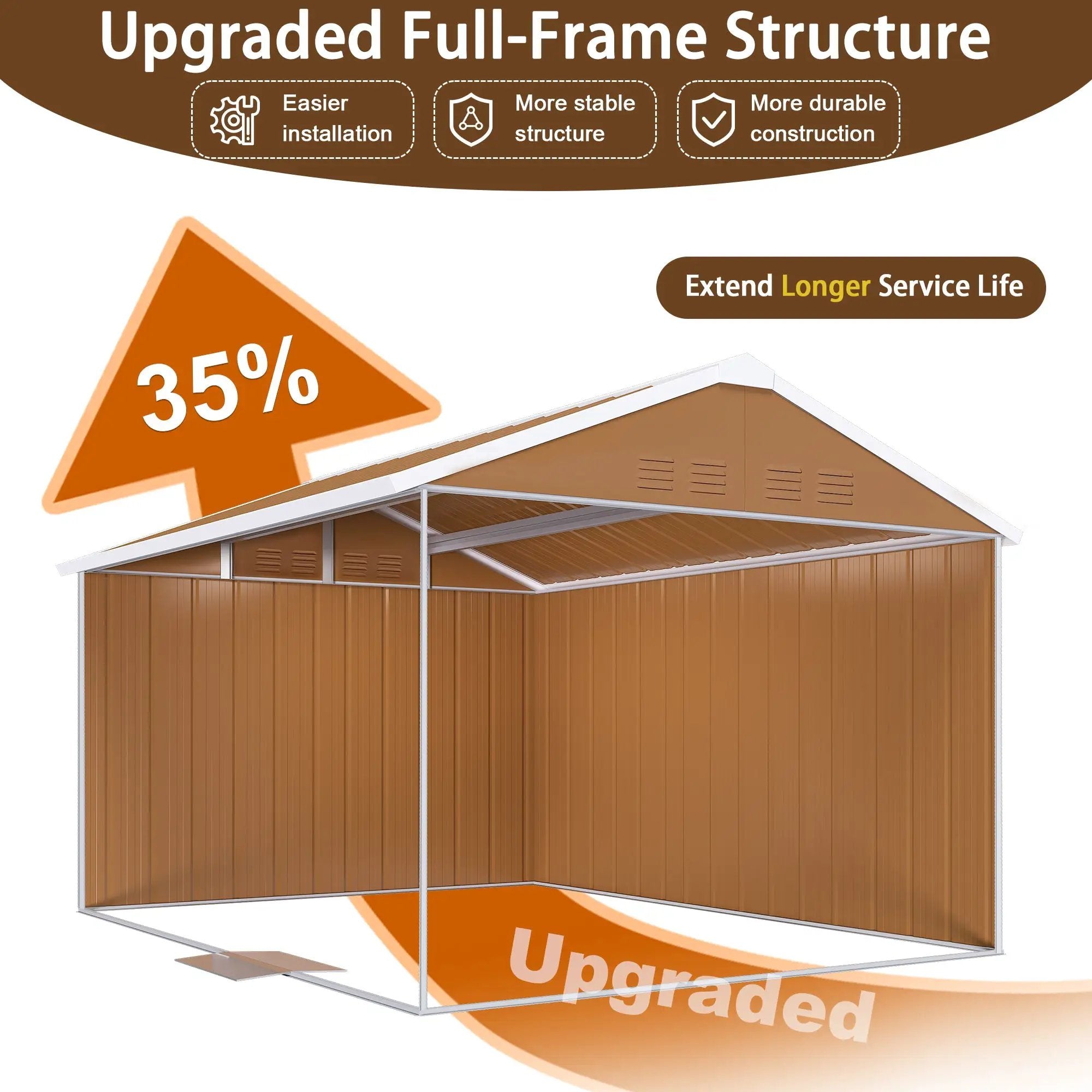 12x8 FT Heavy-Duty Metal Storage Shed by HouseOfZazla
