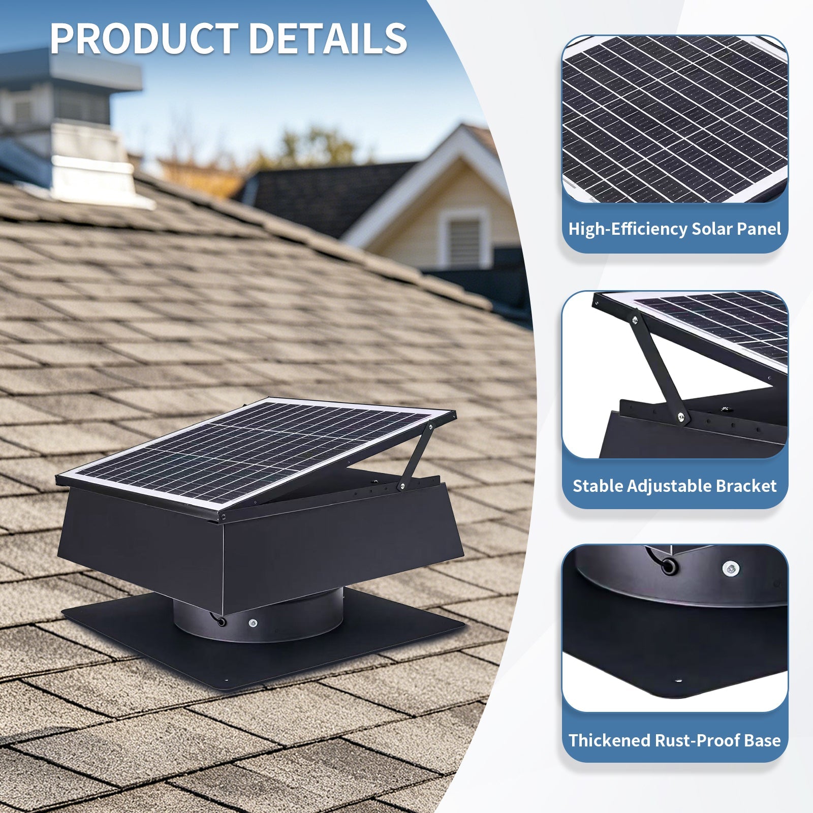 12 Inch Trapezoidal Adjustable Solar Roof Vent Fan by HouseOfZazla