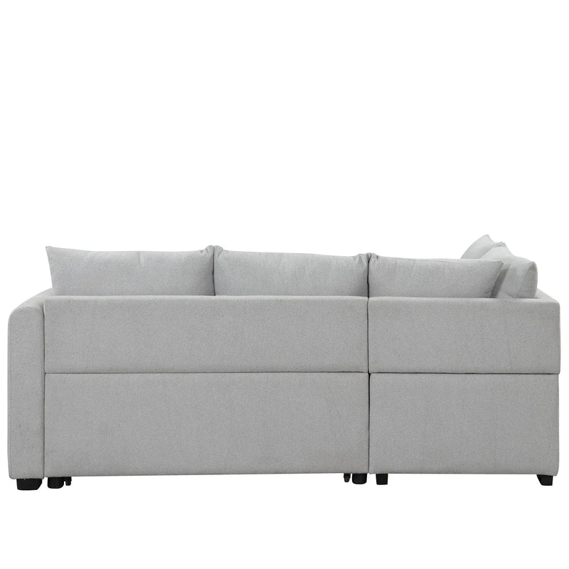 L-Shaped Sectional Pull Out Sofa Bed Sleeper Sofa With Two USB Ports, Two Power Sockets And A Movable Storage Ottoman by HouseOfZazla