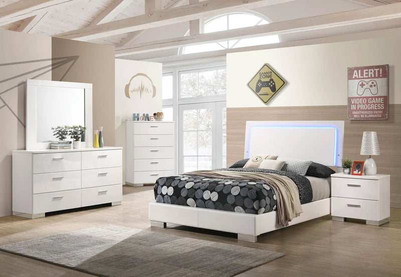 Felicity 5-piece Full Bedroom Set White High Gloss by Unique Piece Furniture