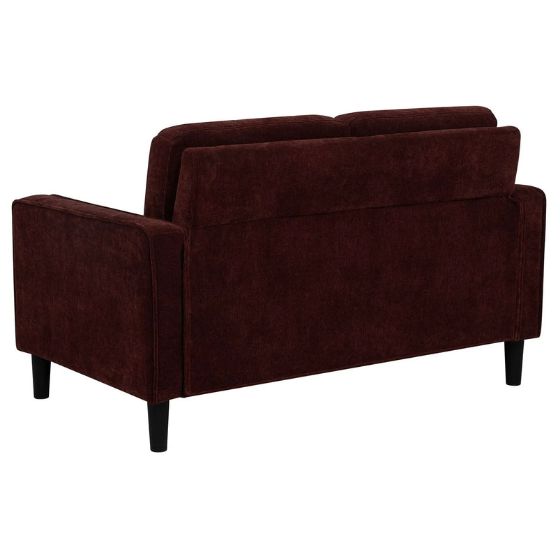 Ruth Fabric Upholstered Track Arm Loveseat Rust Red by Unique Piece Furniture