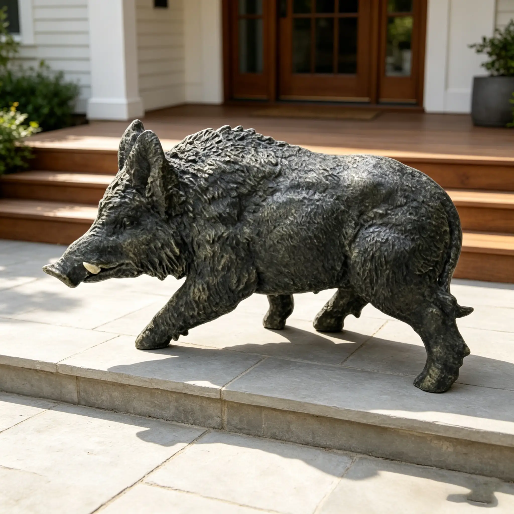 12.20' H x 21.26' L Resin Wild Boar Garden Statue by HouseOfZazla