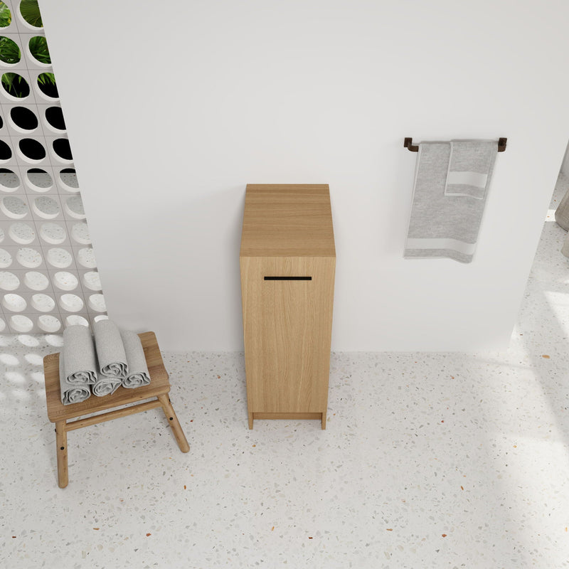 Slim Freestanding Bathroom Storage Cabinet - Light Oak by HouseOfZazla