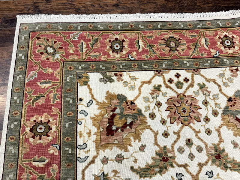 Flatweave Soumak Rug 6x9, Nourison Rug, Wool Handmade, Floral, Ivory by Jewel Rugs