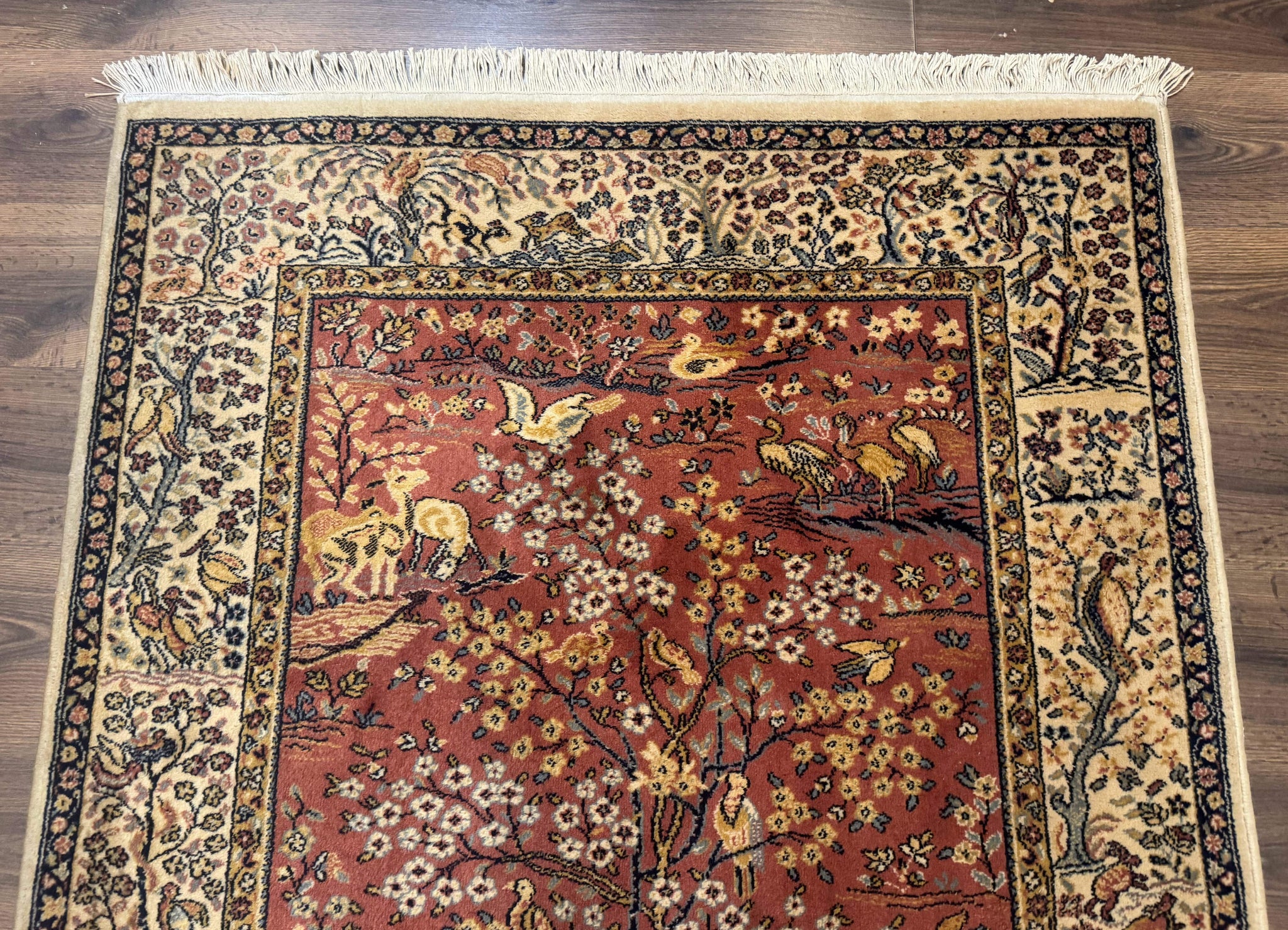 Persian Wool Rug 4x6, Tree of Life Animal Pictorials, Vintage, Power Loomed Ardakan Rug by Jewel Rugs