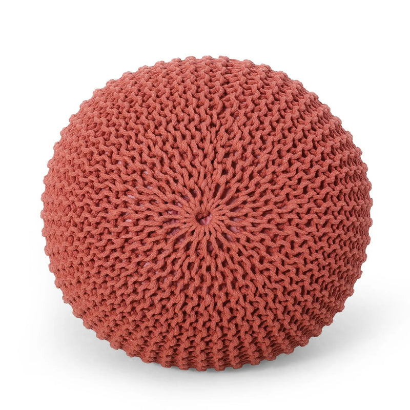 Bordeaux - Knitted Round Pouf Ottoman, Floor Cushion by Unique Piece Furniture
