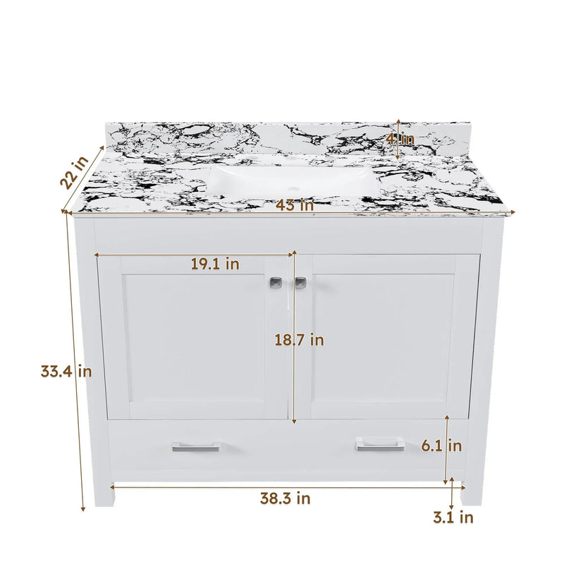 Bathroom Vanity With Storage - White by HouseOfZazla