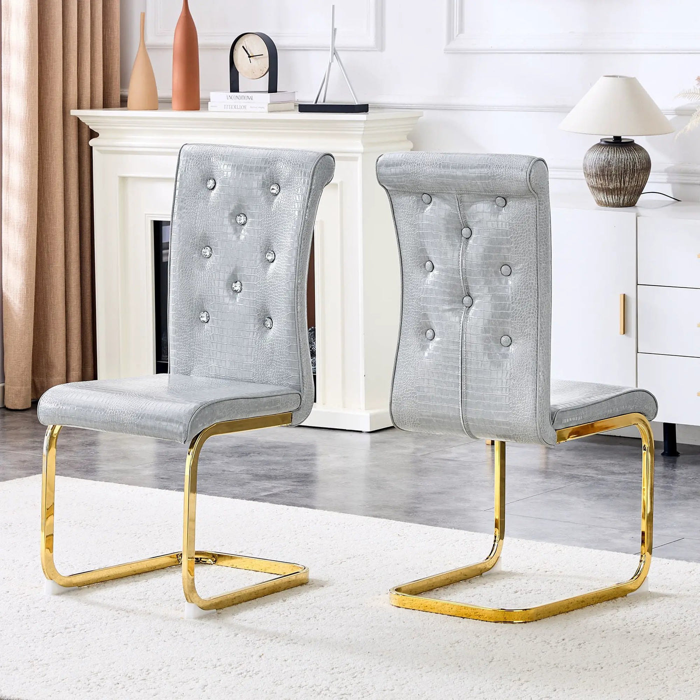 Elegant Design Alligator Skin Upholstered Dining Chairs by HouseOfZazla