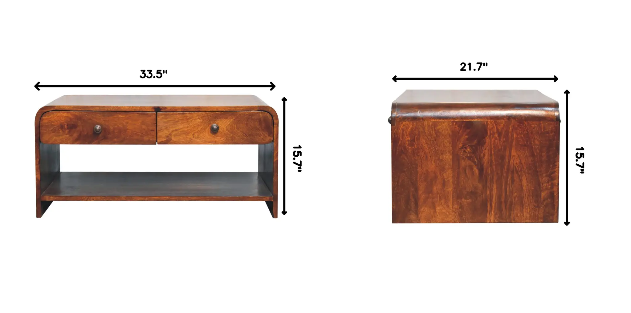 Solid Wood Aspen Slim Coffee Table, 4 Drawers, 1 Open Slot by HouseOfZazla