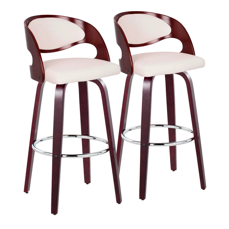 Pino - Mid Century Modern Fixed Height Barstool With Swivel & Round Footrest (Set of 2) by Unique Piece Furniture