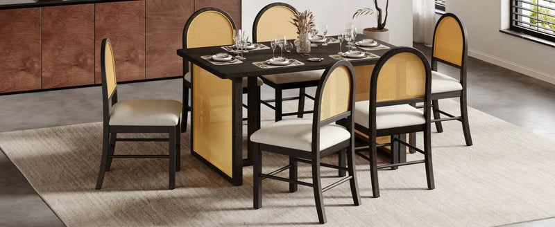 TREXM 7-Piece Farmhouse Dining Table Set for 6 by HouseOfZazla