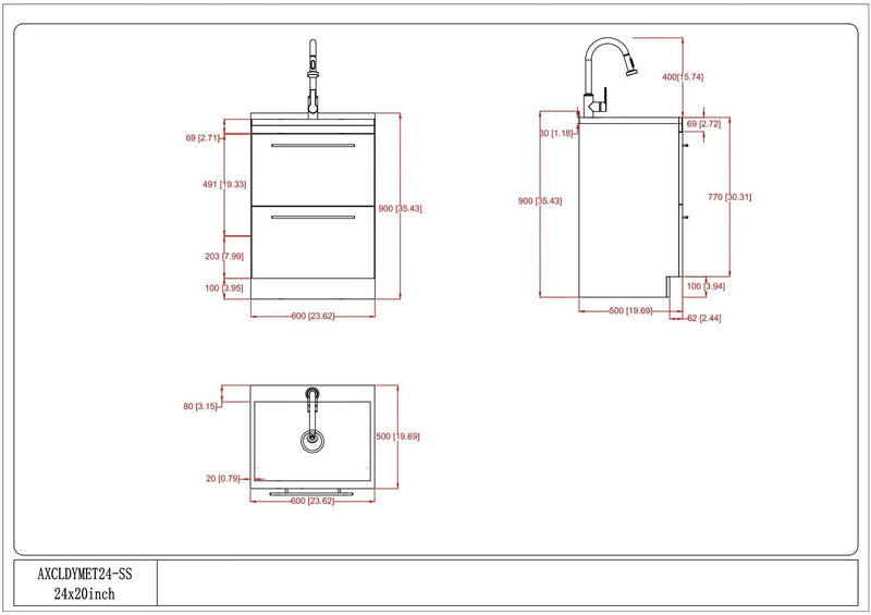 Metro - Laundry Cabinet & Faucet And Stainless Steel Sink by Unique Piece Furniture