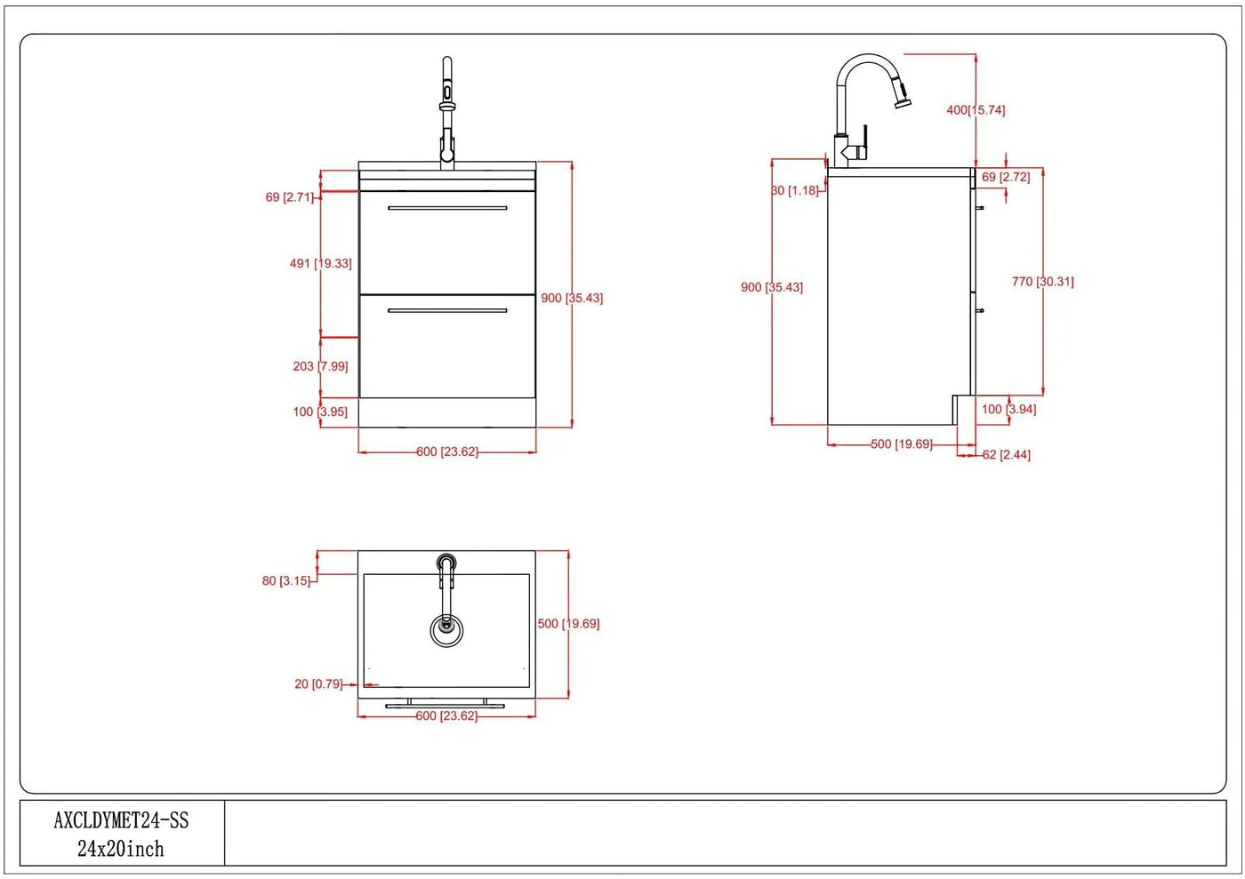 Metro - Laundry Cabinet & Faucet And Stainless Steel Sink by Unique Piece Furniture