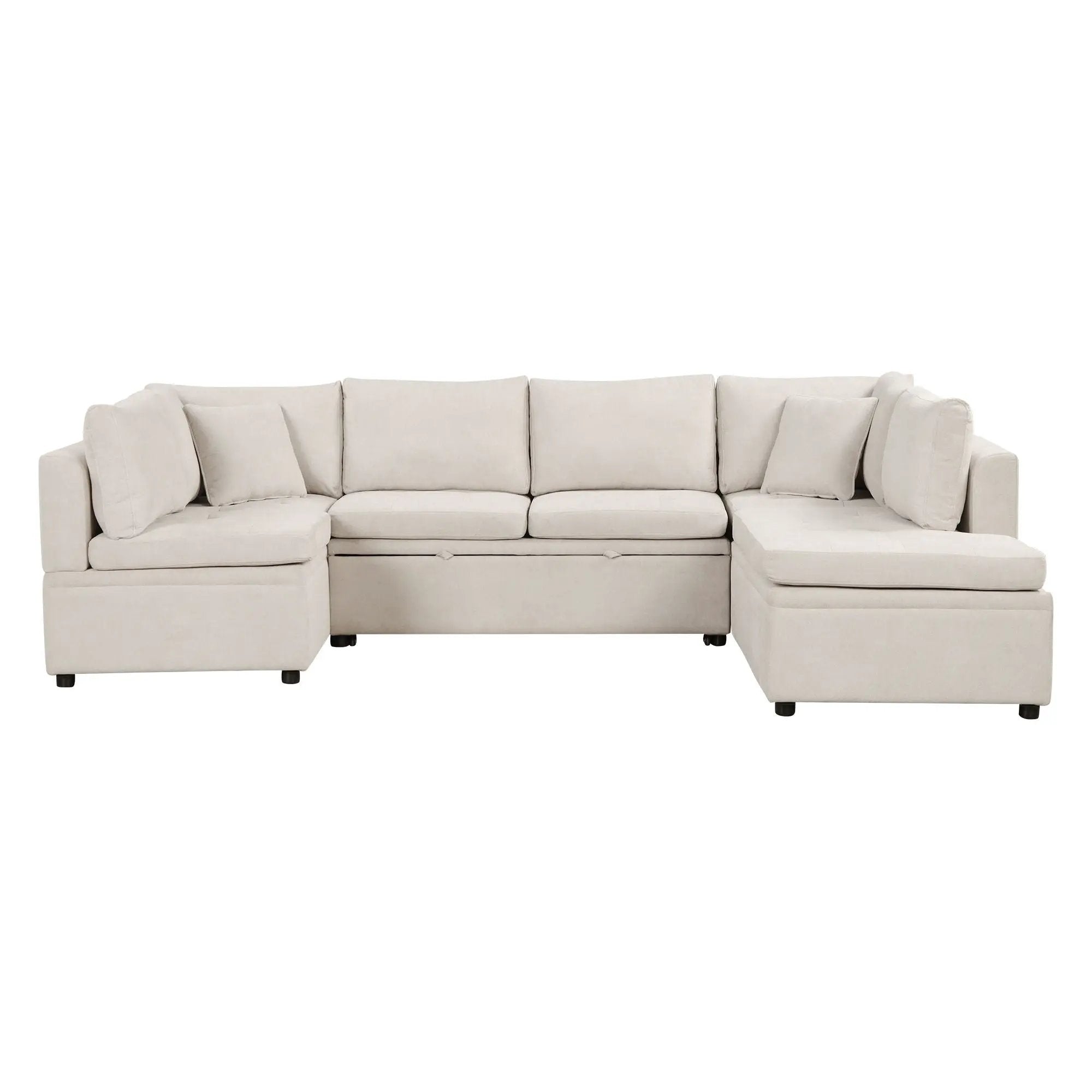 Oversized Sectional Sofa U-Shaped Sofa Couch Pull-Out Sofa Bed With Two Throw Pillows For Living Room by HouseOfZazla