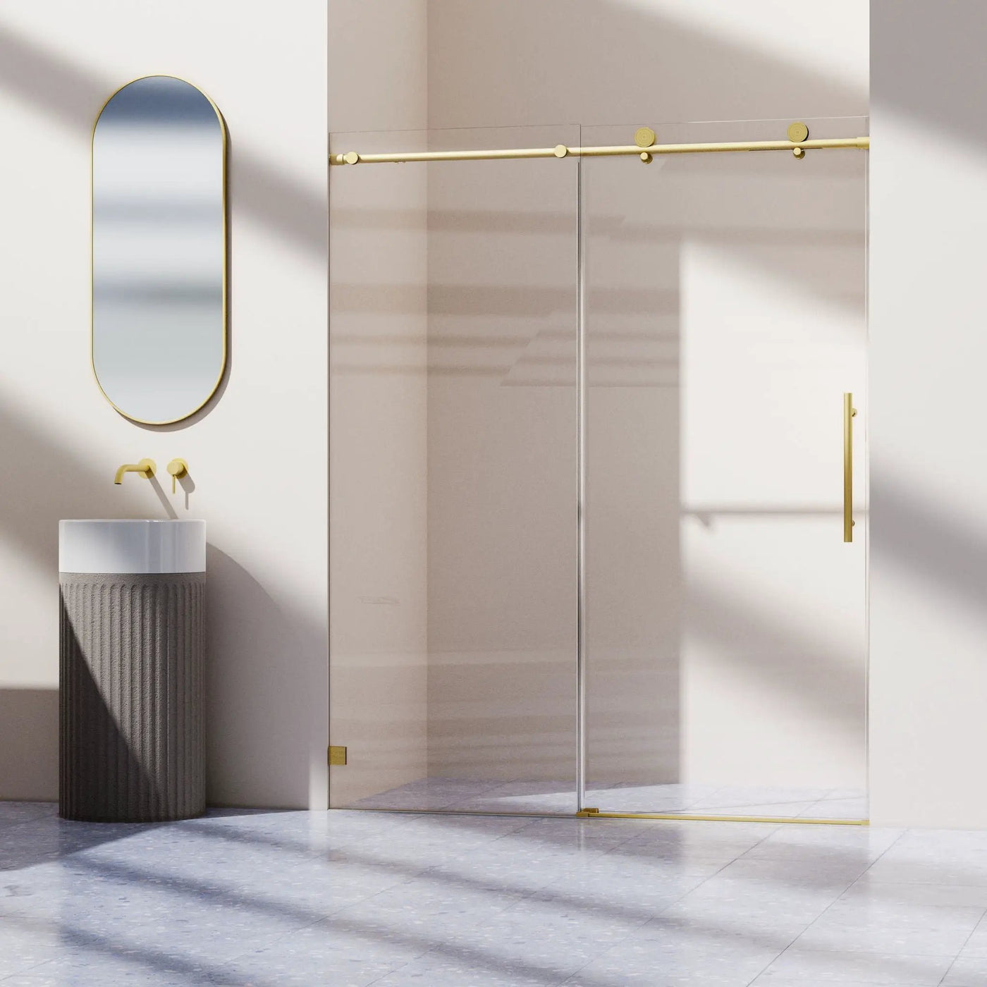 Frameless Single Sliding Soft Close Shower Doors, 5/16" Sgcc Tempered Glass by HouseOfZazla