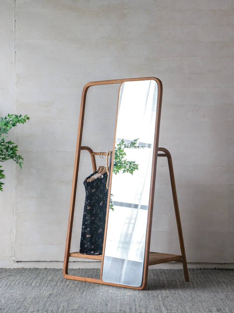 Clothes Hanger With Mirror, Large - Brown by Unique Piece Furniture