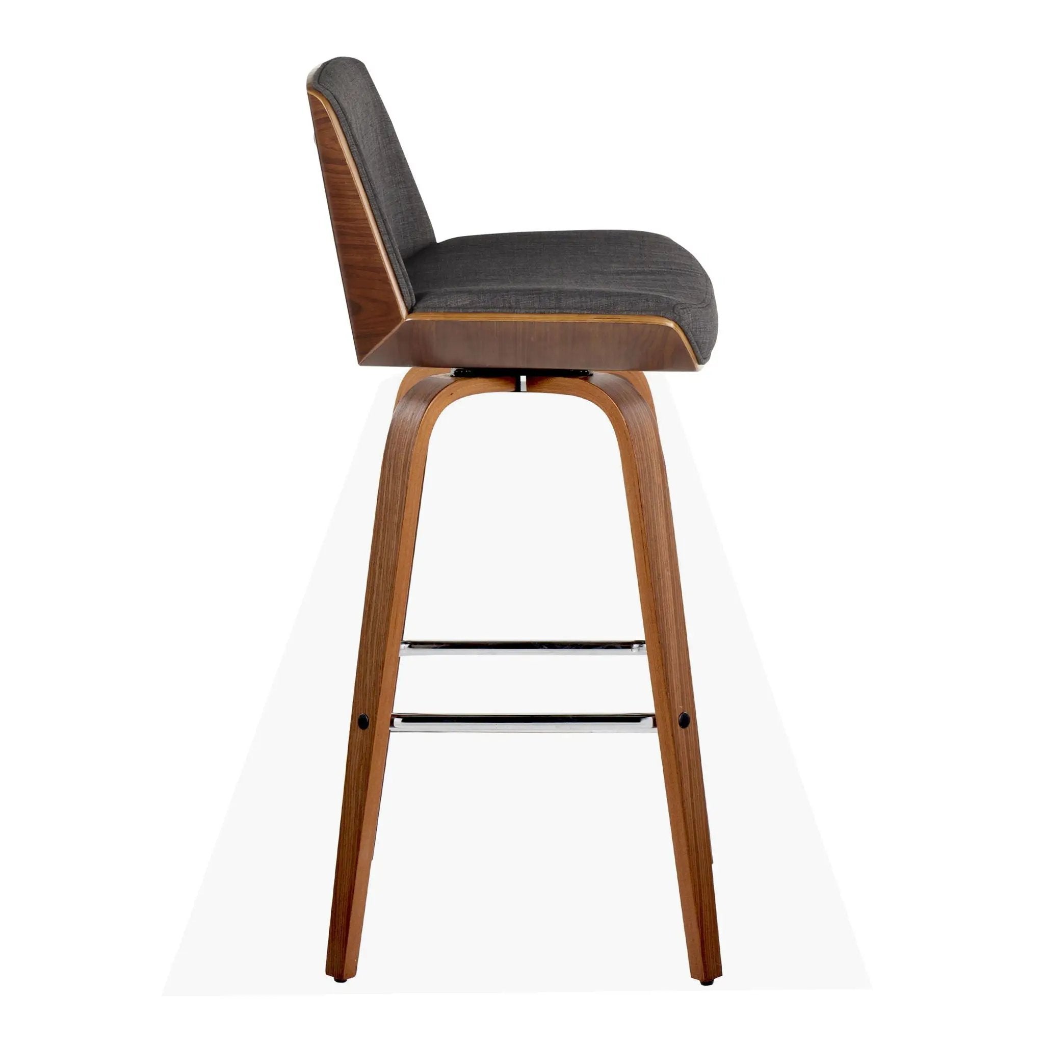 Corazza - Mid Century Modern Fixed Height Barstool With Swivel With Square Footrest (Set of 2) by HouseOfZazla
