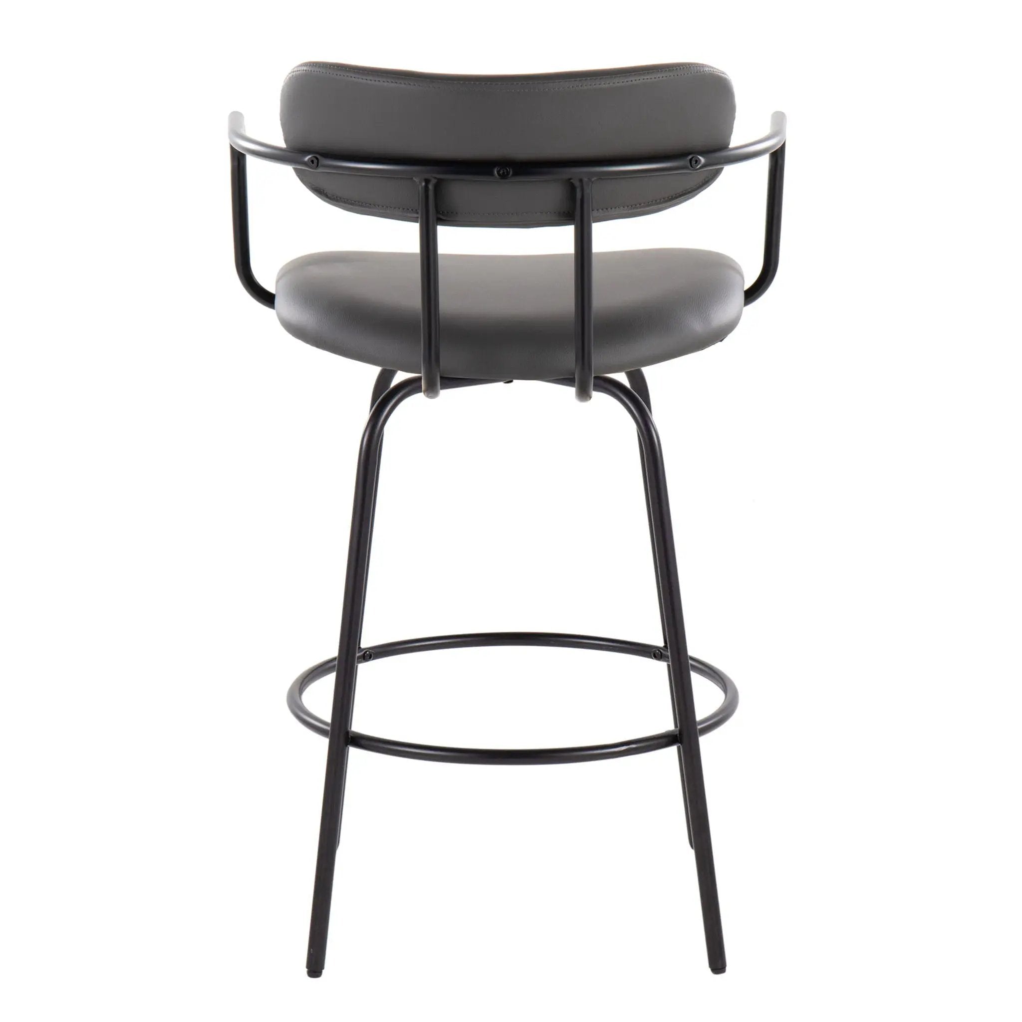 Demi - Contemporary Fixed Height Counter Stool With Swivel With Round Footrest (Set of 2) by HouseOfZazla