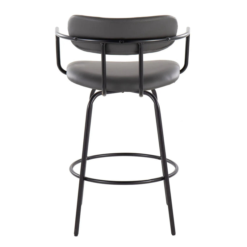 Demi - Contemporary Fixed Height Counter Stool With Swivel With Round Footrest (Set of 2) by HouseOfZazla