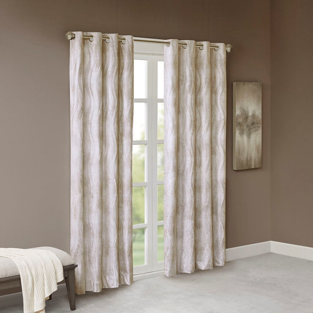 Printed Jacquard Grommet Top Total Blackout Curtain Panel by HouseOfZazla