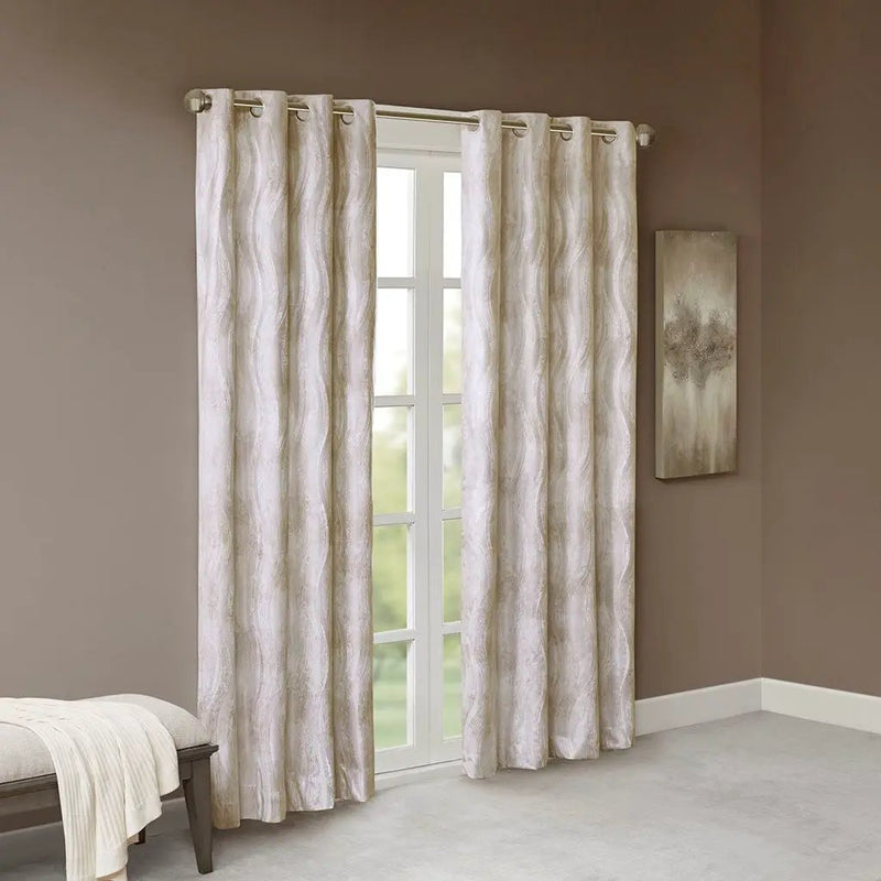 Printed Jacquard Grommet Top Total Blackout Curtain Panel by HouseOfZazla