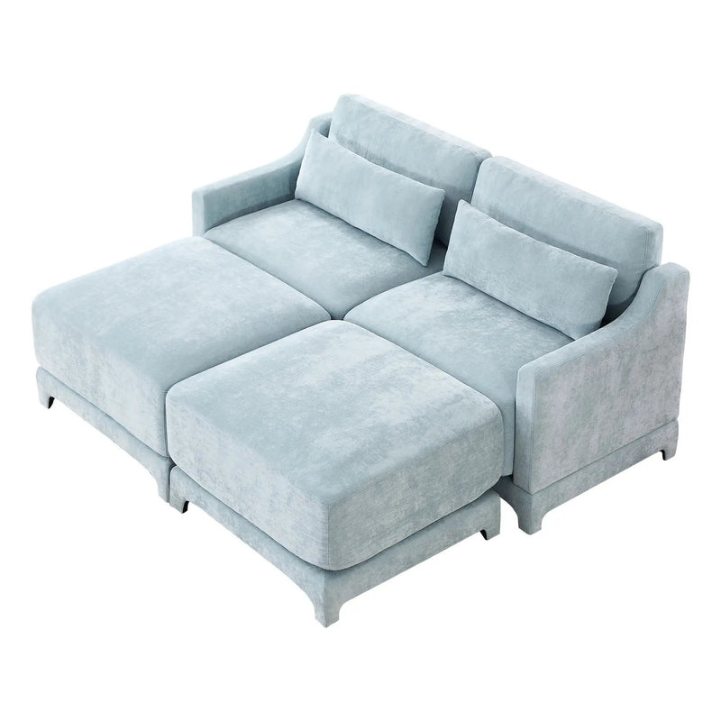 Stylish Sofa With Ottoman And Lumbar Pillows, Ergonomic Design by HouseOfZazla