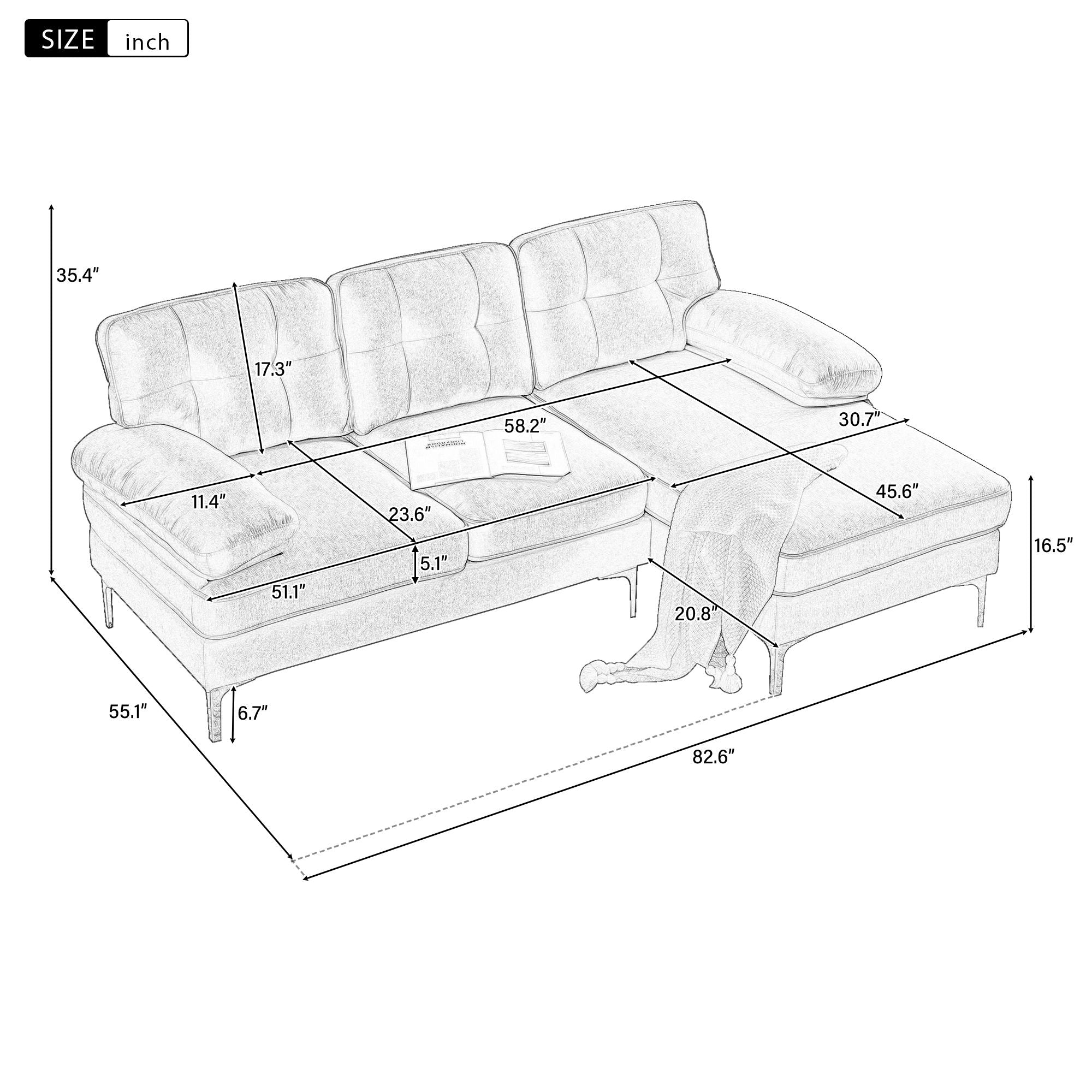 Modern L Shaped Sectional Sofa For Living Room by HouseOfZazla