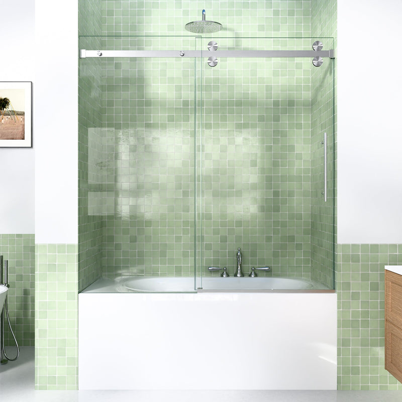 56-60"W x 60"H Frameless Sliding Tub Shower Door Enclosure by HouseOfZazla