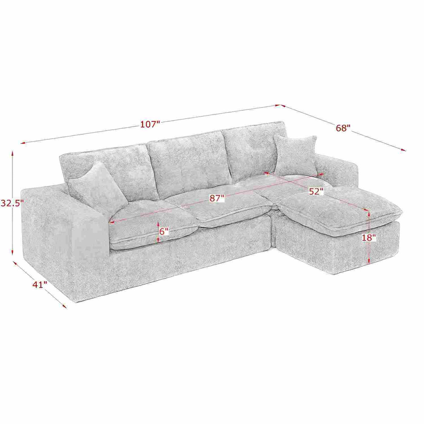 Sectional Sofa With Moveable Ottoman by Unique Piece Furniture