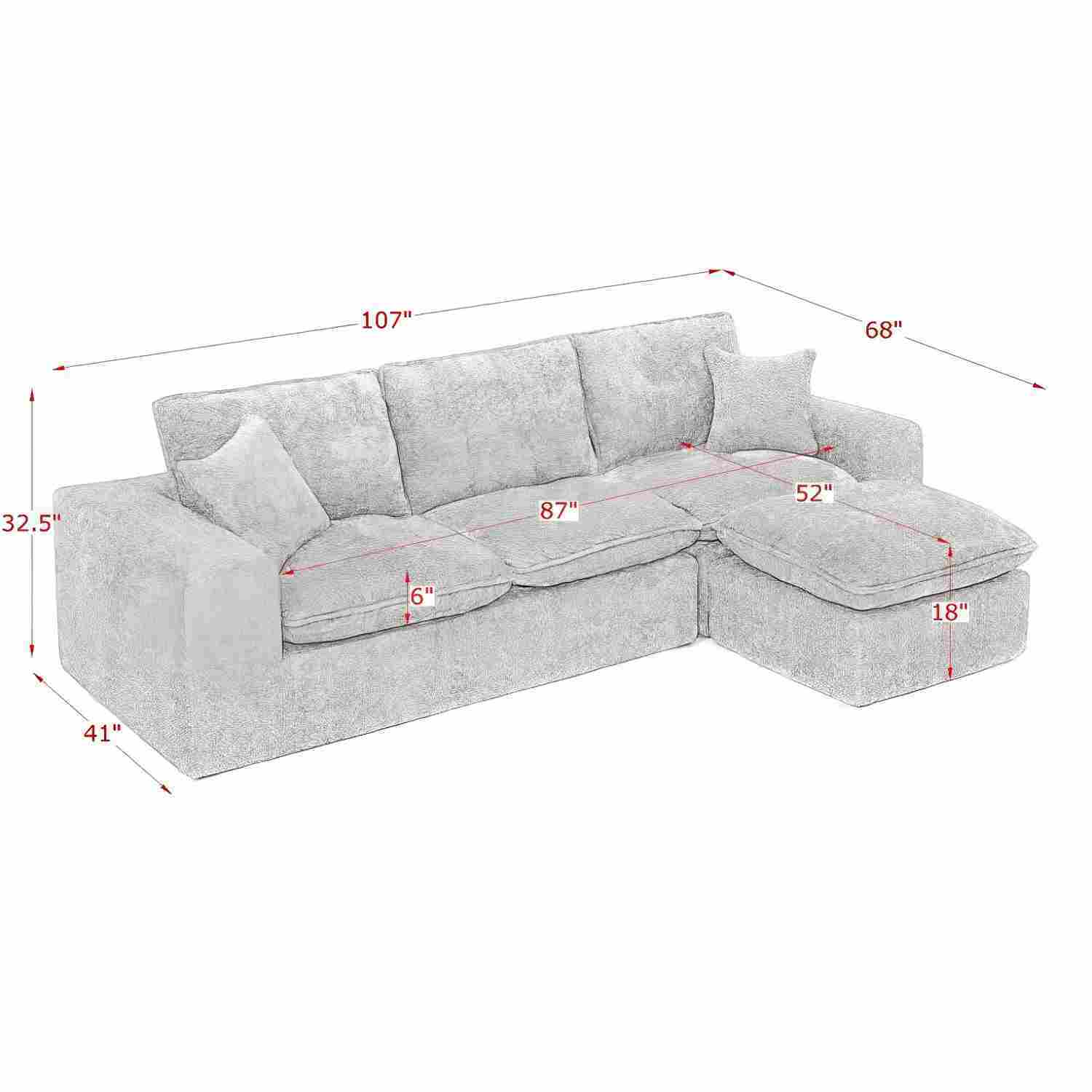 Sectional Sofa With Moveable Ottoman by Unique Piece Furniture