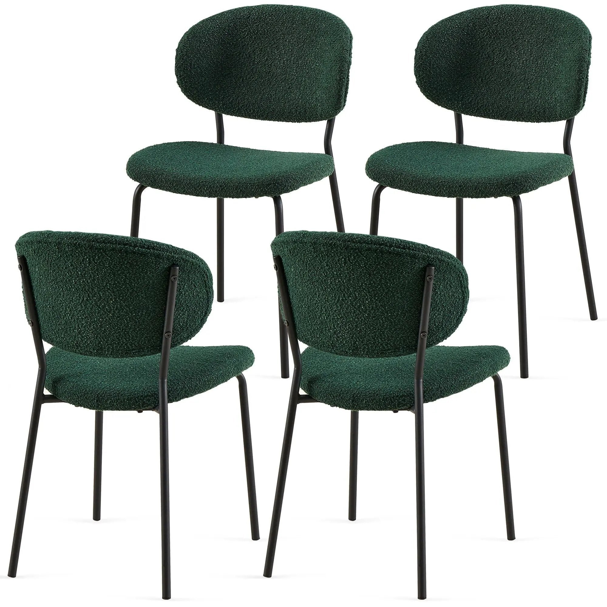 Boucle Dining Chairs, Dining Chairs With Metal Legs For Dining Room, Kitchen, Living Room by HouseOfZazla