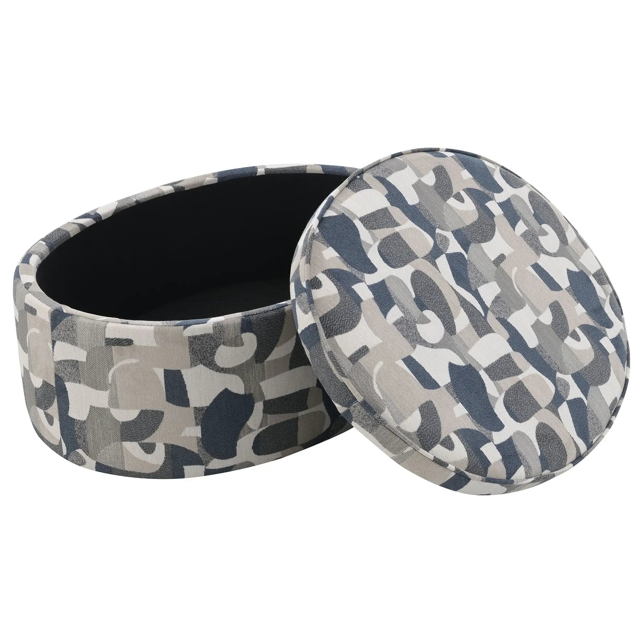 St. Helena - Oval Storage Ottoman With Removable Top - Indigo